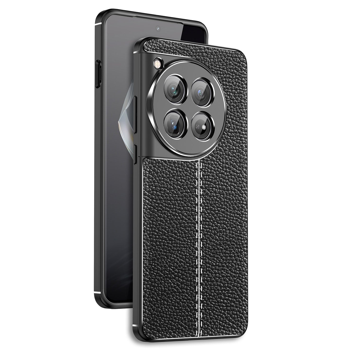 For OnePlus 12 5G Soft TPU Case Litchi Texture Protective Phone Cover - Black For OnePlus 12 5G Soft TPU Case Litchi Texture Protective Phone Cover - Black